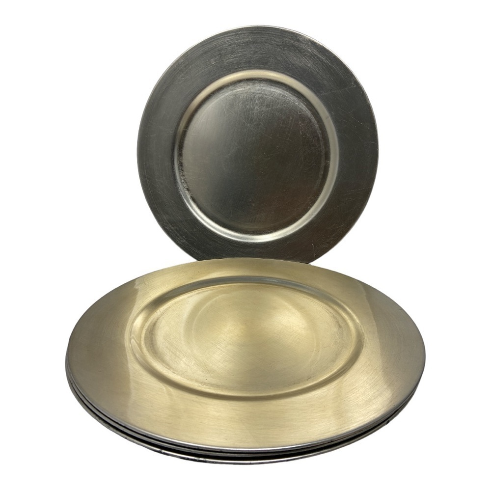 Brushed Nickel (Pewter) Color Charger Plates 13” Set of 4